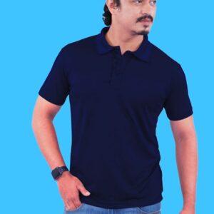 Navy Blue Honeycomb Polo Half Sleeve 180GSM Tshirts