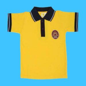 Neocardin Polo T-Shirt, Yellow with Navy Blue Collar, Short Sleeve Boys and Girls Size-24, for 2-3 years old