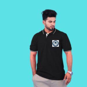 Black Cotton Polo Half Sleeve 240 GSM with White Tipping