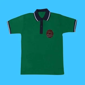 Neocardin Polo T-Shirt, Green with Red Collar, Short Sleeve Boys and Girls size 24. for 2-3 years